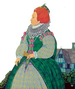 Drottning Elizabeth I (färglitografi)