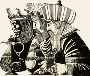 Three Kings (gouache på papper) av Richard Hook
