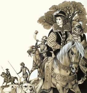 Unga Elizabeth I ute på jakt av Richard Hook