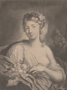 Vår: en ung kvinna som håller blommor i sin kappa, 1775. av Richard Houston