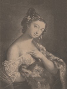 Vinter: en kvinna som håller en fläckig pälsmantel, 1775. av Richard Houston