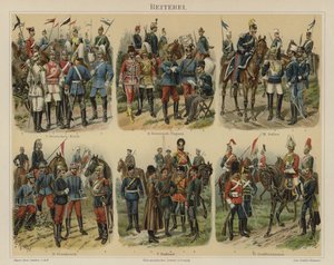 Kavalleri av europeiska arméer (färg litho) av Richard Knotel
