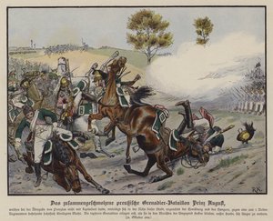 Grenadierbataljonen av Prins Augustus av Preussen vid slaget vid Prenzlau, 28 oktober 1806 (färgfoto)