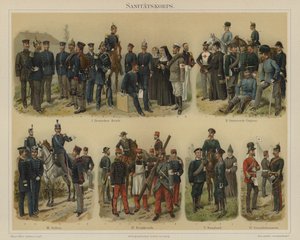 Läkarkår av europeiska arméer (färg litho) av Richard Knotel