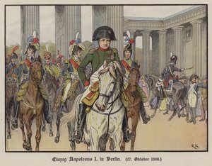 Napoleon kommer in i Berlin, 27 oktober 1806 (färg litho)