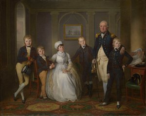 Kapten Richard Grindall (1750-1820) och hans familj, ca 1800 (olja på duk)