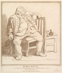 Mr Ben: Read, A Member of Hogarths Club at Bedford Arms Tavern, Drawn b..., 27 november 1781.