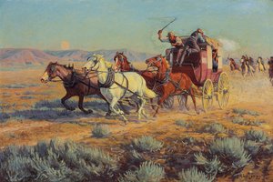 Diligens förföljd av beridna indianer, 1912 av Richard Lorenz
