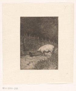 Gris som äter från ett tråg av Richard Nicolaüs Roland Holst