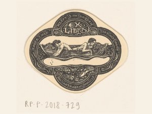Ex libris av Ina van Eibergen Santhagens-Waller Varje dag har sina gyllene förväntningar (titel på objekt) av Richard Nicolaüs Roland Holst