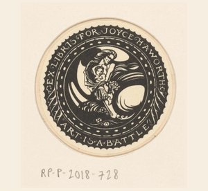 Ex libris av Joyce Haworth Konst är en strid (titel på objekt) av Richard Nicolaüs Roland Holst
