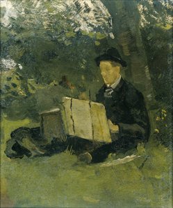 Jan Verkade (1868-1946) Målning under ett träd vid Hattem