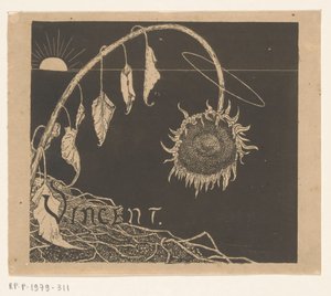 Omslagsdesign för: Richard Roland Holst, Utställning av Vincent Van Goghs överlevande verk, 1892