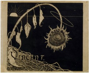Omslagsdesign för utställningen av Vincent van Gogh i Amsterdam par Holst, Richard Roland (1868-1938). Litografi, storlek: 18,2x21 av Richard Nicolaus Holst Roland