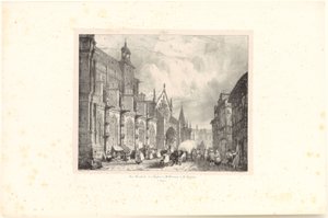 Vy över kyrkan Saint-Gervais-et-Saint-Protais i Gisors, blad ur serien "Voyages pittoresques et romantiques dans l