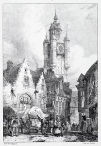 Bergues: Marknadstornet av Richard Parkes Bonington