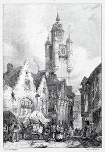 Bergues: Marknadstornet, 1824. av Richard Parkes Bonington