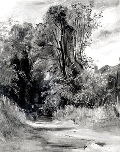 Körbana genom en skog (panel) av Richard Parkes Bonington