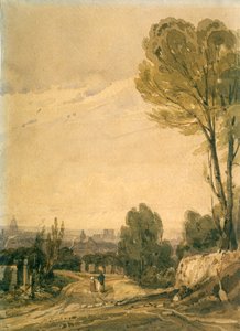 Paris sett från Pere Lachaise-kyrkogården, c1825 av Richard Parkes Bonington