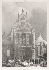 Pittoreska och romantiska resor i gamla Frankrike, Franche-Compté: Kyrkans framsida i Brou, 1825. av Richard Parkes Bonington