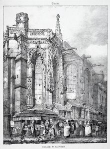 Rester och fragment av arkitektur från medeltiden: St. Sauveur-kyrkan, Caën av Richard Parkes Bonington
