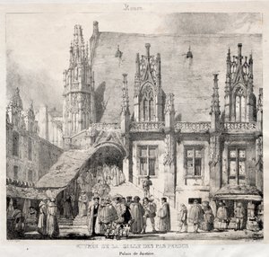 Rouen: Ingång till Salle des Pas Perdus, Justitiepalatset av Richard Parkes Bonington