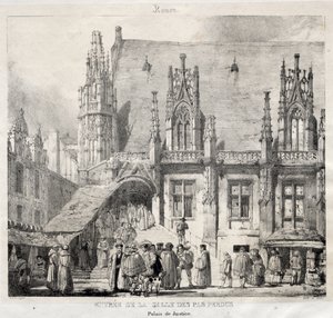 Rouen: Ingång till Salle des Pas Perdus, Justitiepalatset av Richard Parkes Bonington