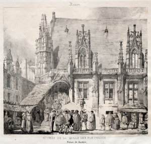 Rouen: Ingången till Salle des Pas Perdus, Palais du Justice, 1824. av Richard Parkes Bonington