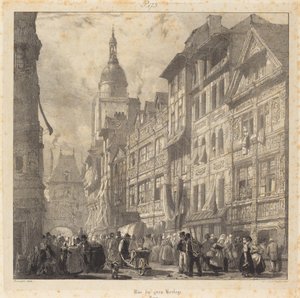 Rue du Gros-Horloge, Rouen av Richard Parkes Bonington