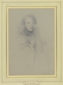 Självporträtt i kappa, knästycke av Richard Parkes Bonington