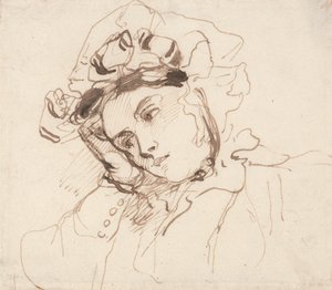 Studie av en kvinna med huvudet på handen av Richard Parkes Bonington