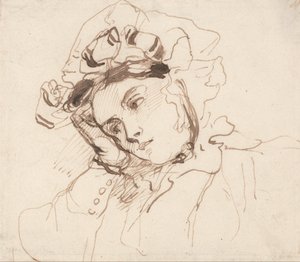 Studie av en kvinna med huvudet på handen av Richard Parkes Bonington