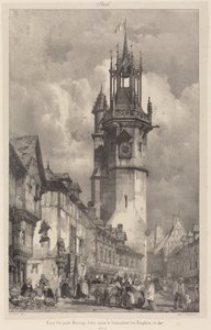 Gros-Horloge-tornet, Évreux av Richard Parkes Bonington