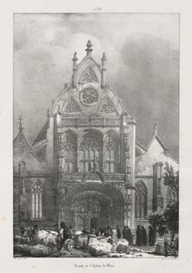 Pittoreska och romantiska resor i det antika Frankrike, Franche-Comté: Fasad av kyrkan Brou av Richard Parkes Bonington
