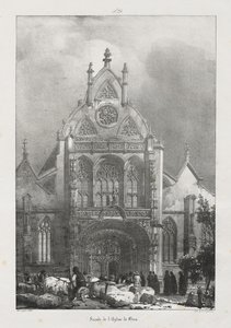 Pittoreska och romantiska resor i det antika Frankrike, Franche-Comté: Fasad av kyrkan Brou av Richard Parkes Bonington