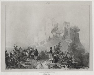 Pittoreska och romantiska resor i det antika Frankrike, Franche-Comté: Ruinerna av slottet Arlay av Richard Parkes Bonington