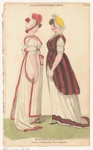 Magazine of Female Fashions of London and Paris, London, november 1800, nr 33.1: Aftonklänningar