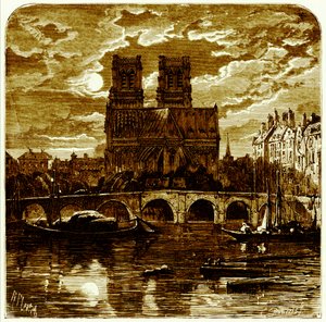 Cathedral of Notre Dame, illustration från "French Pictures" av Samuel Green, publicerad 1878 (digitalt förbättrad bild)