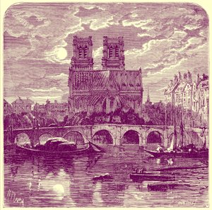 Cathedral of Notre Dame, illustration från "French Pictures" av Samuel Green, publicerad 1878 (digitalt förbättrad bild)