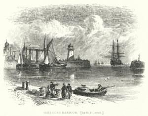 Holyhead Harbor (gravyr) av Richard Principal (after) Leitch