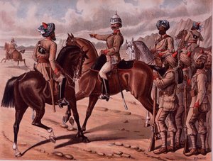 The Corps of Guides, c.1895 (lito i färg) av Richard Simkin