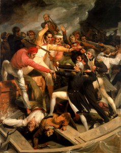 Nelson i konflikt med en spansk barkass, juli 1797 av Richard Westall