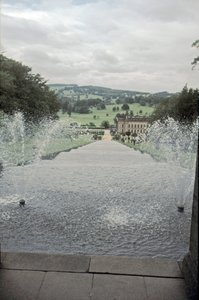 Chatsworth House från toppen av Cascade, Derbyshire, c1980-talet av Richard Williams