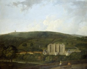Utsikt över Elizabethan Chatsworth (olja på duk) av Richard Wilson