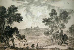 Castel Gandolfo (svart krita på papper) av Richard Wilson