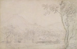 Castell Dinas Bran, Wales (grafit & svart krita på papper) av Richard Wilson