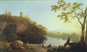Classical Landscape: View on the Arno (olja på duk)