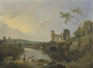 Italienskt landskap (morgon), ca 1760-65 (olja på duk) av Richard Wilson