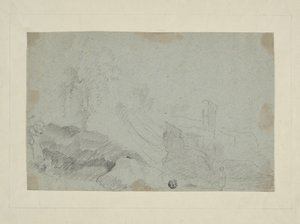 Stenigt landskap med stående figur av Richard Wilson