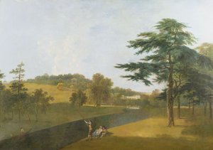South View of Wilton House, över Nadder (olja på duk)
